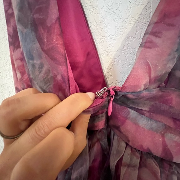 Lulus - Garden Romance Magenta Floral Print Organza Maxi Dress - Picture 8 of 8